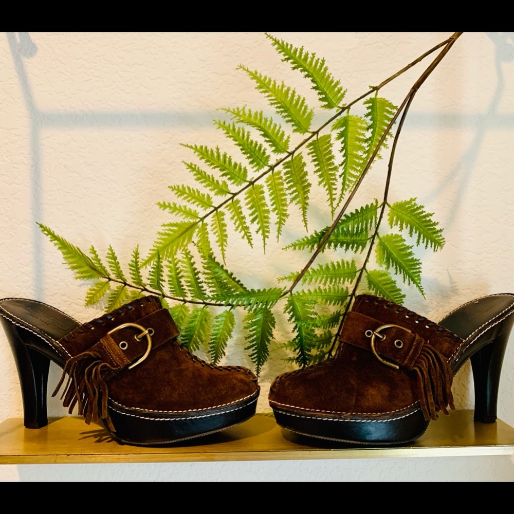 Coach Katrina Mule Slides~ Dark Brown Suede